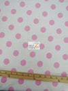 Poly Cotton Printed Fabric Big Polka Dots / White/Light Pink Dots / Sold By The Yard