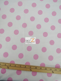 Poly Cotton Printed Fabric Big Polka Dots / White/Light Pink Dots / Sold By The Yard