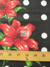 Green Bellflower Polka Dot Print Polyester Cotton Fabric