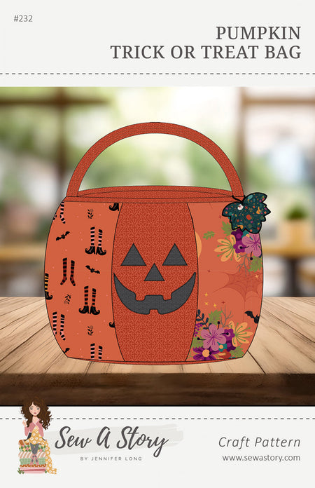 Patrón para una bolsa de «truco o trato» con forma de calabaza