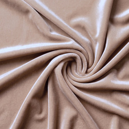 Tejido de terciopelo elástico grueso con spandex || color: beige