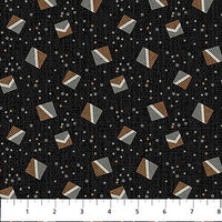 Black Multi Sm Block Toss Haberdashery Flannel Fabric per Yard