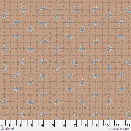 Bloom Check Tan Flourish And Bloom 44"/45" Cotton Fabric Per Yard