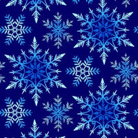 Tela de algodón de doble cara «Blue Crystal Frost Snowflakes», por yarda