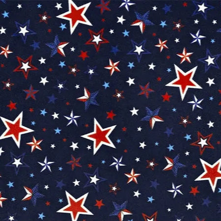 Tela «Blue Liberty Stars Digital Cuddle Ink», por yarda