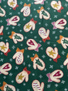 Vintage Mittens with Ribbons and Icons on Green 100% Lightweight Cotton Price per Yard