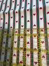 Vintage Mini Hearts Green Stripes on White 100% Lightweight Cotton Price per Yard