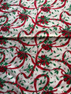 Christmas Vintage Holly Ribbons on Cream 100% Lightweight Cotton Price per Yard