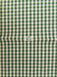 Mini Checkered Gingham Poly Cotton Printed Fabric / Hunter Green / Sold By The Yard