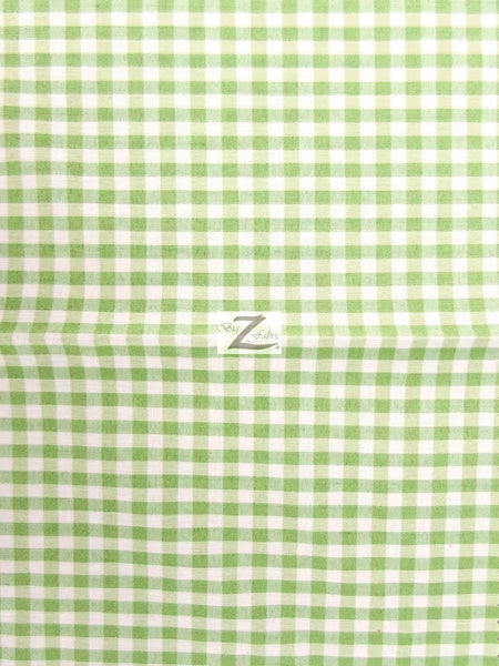 Mini Checkered Gingham Poly Cotton Printed Fabric / Mint / Sold By The Yard