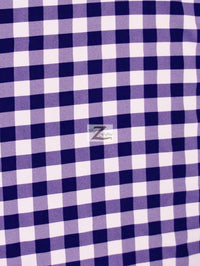 Tela estampada de algodón y poliéster con diseño de cuadros vichy / Morada / Se vende por metros