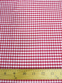 Tela estampada de polialgodón con mini cuadros vichy / Rojo / Se vende por metros