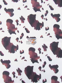 Brown and White Cow Print Polyester Cotton Fabric