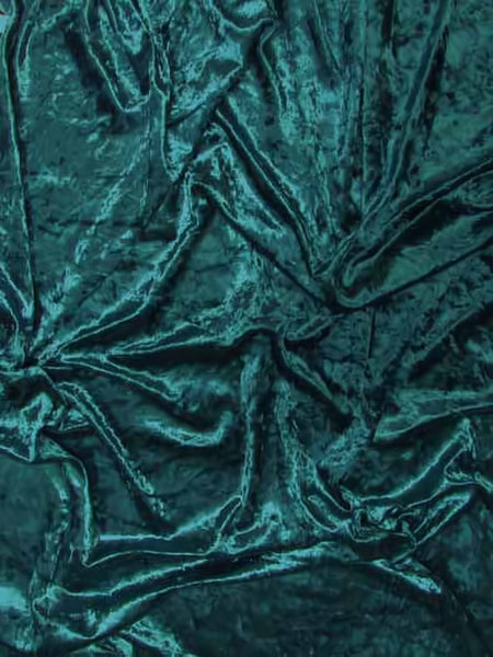 Tela de terciopelo elástico arrugado para disfraces / Verde azulado / Se vende por yardas