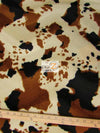 Brown/Black/Off White Velboa Cow Animal Short Pile Fabric / Sold By The Yard||color:Brown/Black Cow