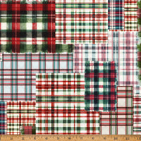 Tela de Navidad «Cozy Tidings» con estampado de cuadros, 43"/44", por yarda
