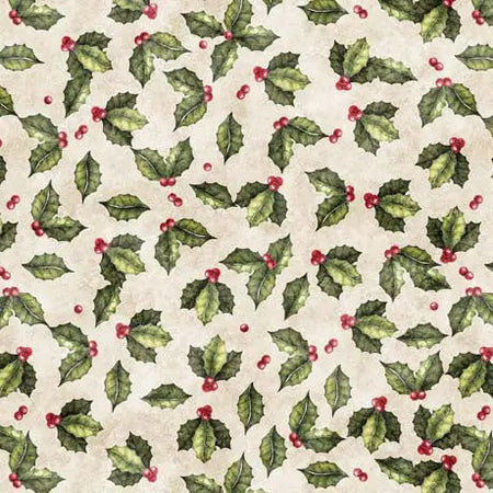 Cream Holly Toss Cotton Wideback Fabric per yard