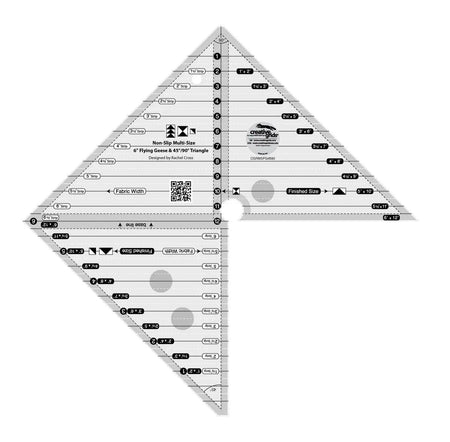 Regla para acolchar Creative Grids de 15 cm con triángulos de 45 y 90 grados y triángulos Flying Geese