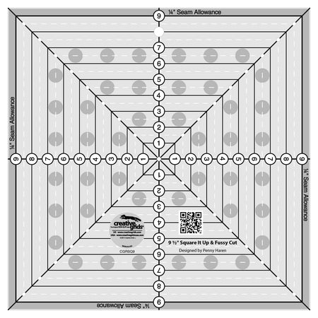 Creative Grids 9-1/2 pulgadas Square It Up o regla para cortar cuadrados con precisión para colchas