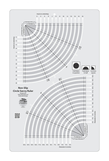 Regla para acolchar Creative Grids Circle Savvy de 11-3/4 pulgadas x 18-1/2 pulgadas