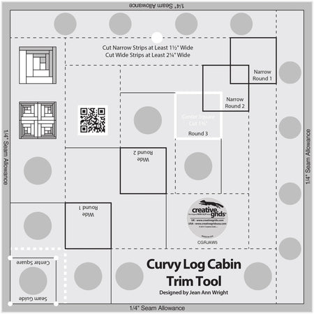 Herramienta de corte Curvy Log Cabin de Creative Grids, bloques acabados de 20 cm