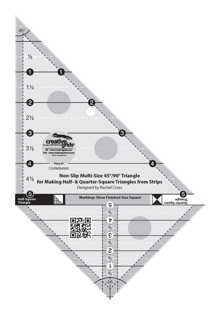Grid Set Triangle Creative Grids Multi Size Triangle 45 and 90 Degrees Quilt Ruler | SINGER®