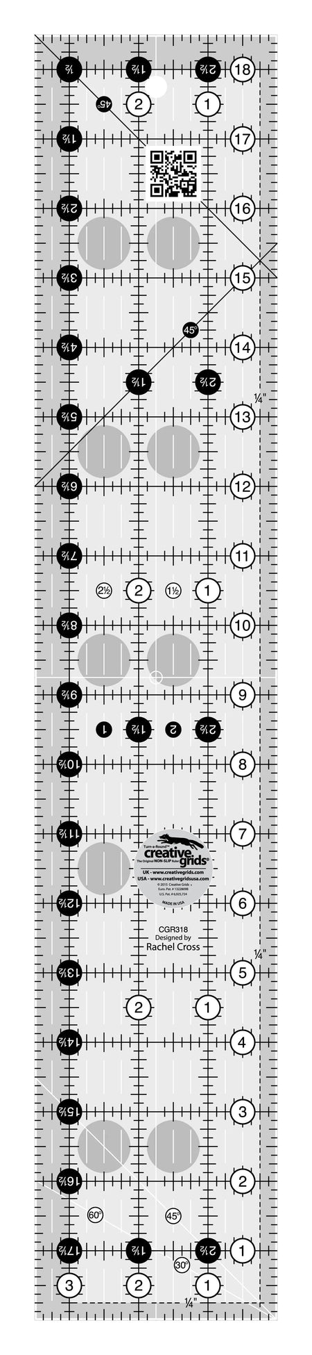 Regla para acolchar Creative Grids de 3-1/2 pulgadas x 18-1/2 pulgadas