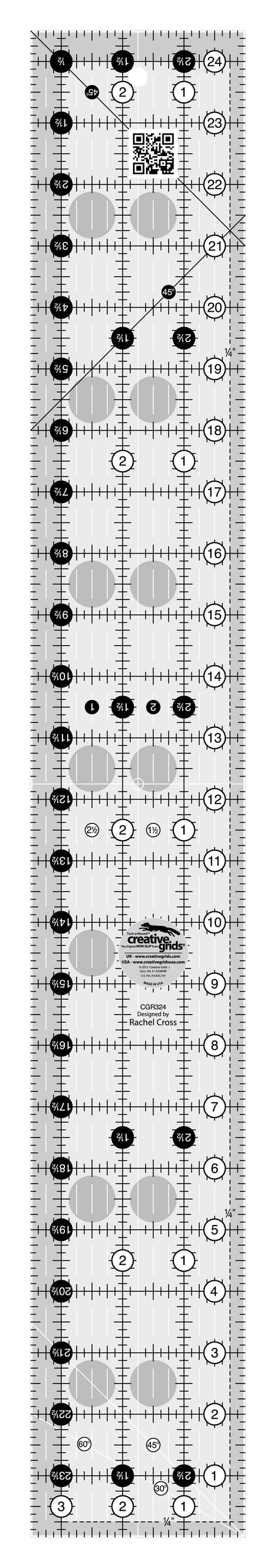 Regla para acolchar Creative Grids de 3-1/2 pulgadas x 24-1/2 pulgadas