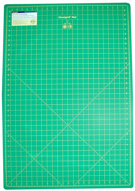 Base de corte Omnigrid verde con cuadrícula amarilla, 61 cm x 91 cm