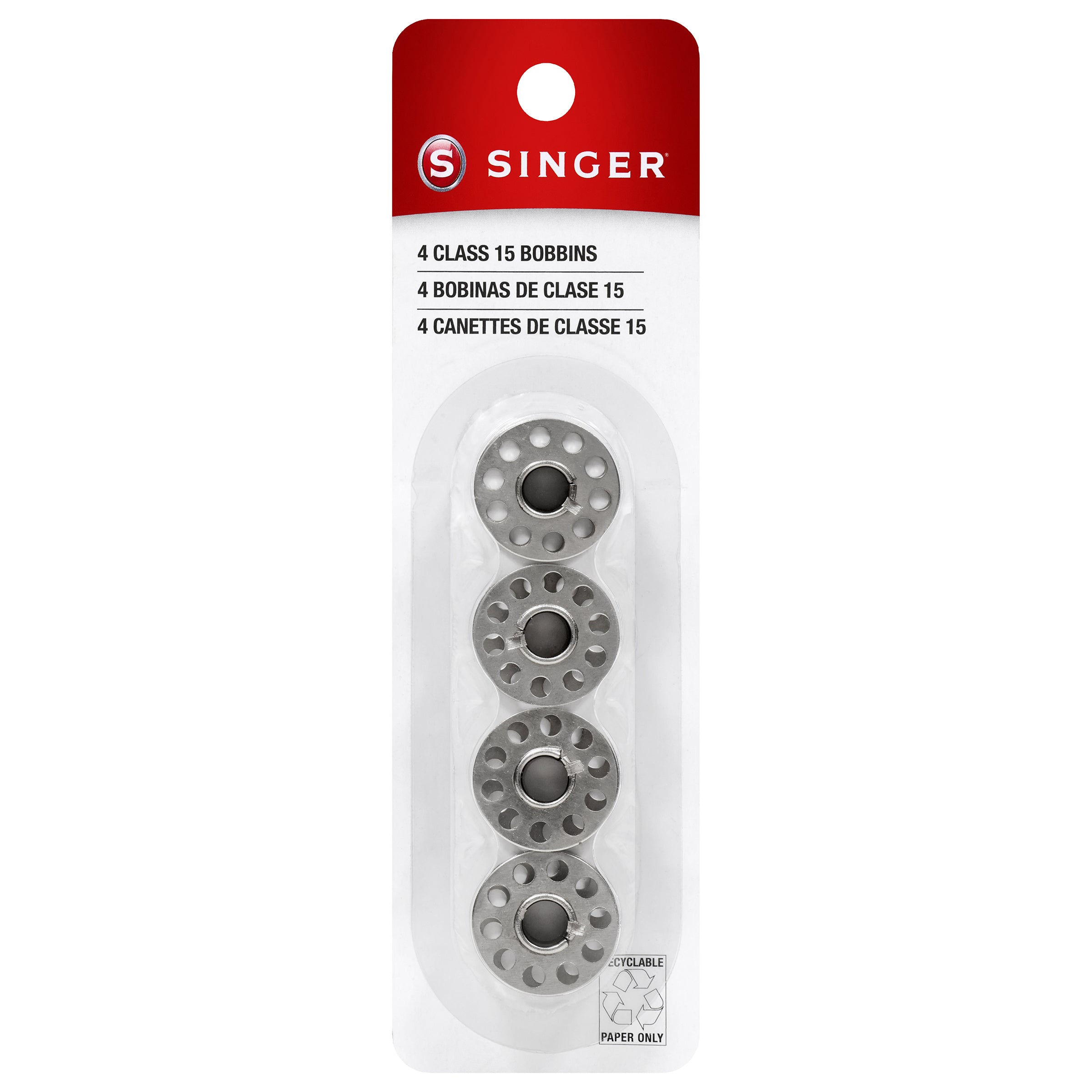 SINGER® Class 15 Metal Bobbins 4-Pack | SINGER®