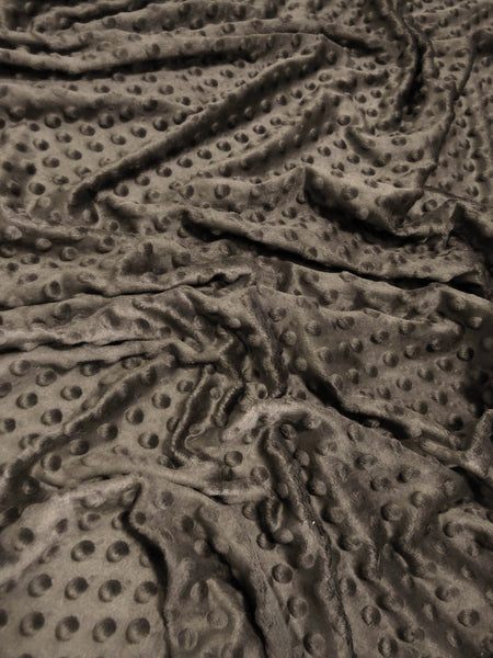 Charcoal Minky Dimple Dot Baby Soft Fabric / Sold By The Yard