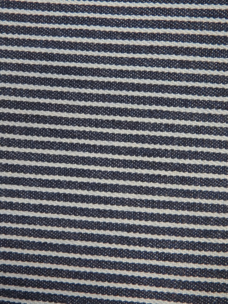 Natural with Navy Stripe 9oz Stretch Denim Fabric