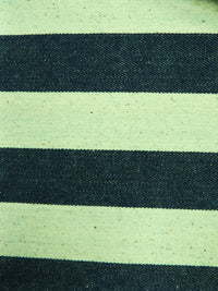 Denim azul marino con rayas anchas naturales, de gran gramaje, 100 % algodón, teñido en hilo