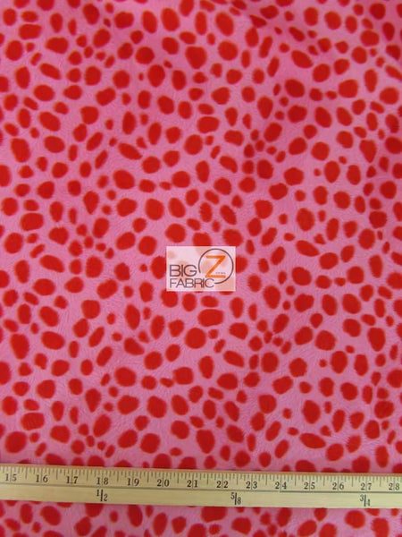 Red With Pink Background Velboa Dalmatian Dog Animal Short Pile Fabric / Sold By The Yard||color:Red/Pink Dalmatian