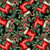 Christmas Santa Boots Candy Canes on Black