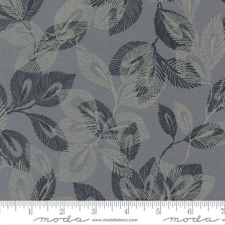 Dark Blue Arabesque Palm Dusk Cotton 44"/45" Fabric Per Yard