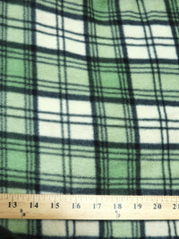 Tejido de felpa estampado / Cuadros escoceses en verde y beige / Se vende por metros