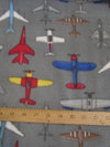 Striking Aces Airplanes Gray Fleece Fabric