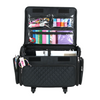 Maleta plegable de lujo con ruedas XL para guardar máquinas de coser, acolchada en negro