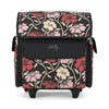 Bolso de transporte con ruedas «Everything Mary Rolling Serger Tote» con estampado floral en rojo y beige – Funda de transporte para máquina de overlock con correa de sujeción, ideal para viajes y clases