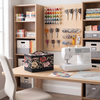 Everything Mary Sewing Box Organizer in Red & Tan Floral – Soft-Side Collapsible Sewing Kit Caddy with Pin Cushion & Storage Pocket for Notions