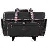 Todo Mary XXL Maletín plegable con ruedas para guardar la máquina de coser, negro con ribete floral