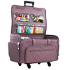 Maleta de transporte plegable con ruedas para máquina de coser «Everything Mary XXL», de 4 ruedas, acolchada en color morado