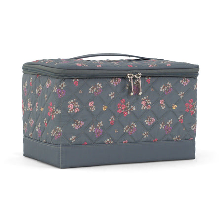 Everything Mary Sewing Box Organizer in Grey Quilted Floral – Soft-Side Collapsible Sewing Kit Caddy with Pin Cushion & Storage Pocket for Notions