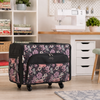 Estuche con ruedas para máquina de coser «Everything Mary XL» con estampado de flores moradas: bolsa de mano para máquina de coser, ideal para viajes, clases y patchwork