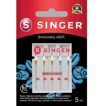 SINGER® Embroidery Needles Assorted Sizes 5-Pack -- Product Image