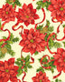 Edición especial de Navidad: ramos de poinsettias sobre fondo crema, 100 % algodón. Precio por yarda.