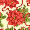 Edición especial de Navidad: ramos de poinsettias sobre fondo crema, 100 % algodón. Precio por yarda.
