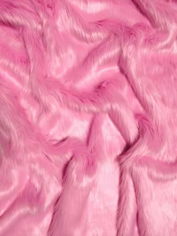 Tela de piel sintética de pelo largo y peludo, color «Bubble Gum» / Se vende por yardas