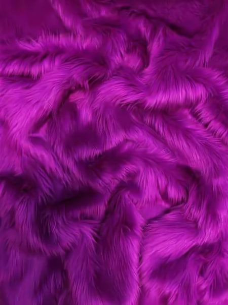 Grape Solid Shaggy Long Pile Faux Fur Fabric / Sold By The Yard||color:Grape